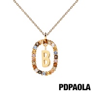 PDPAOLA I AM系列 圓圈字母鍍18K金彩鑽項鍊-B