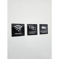 No Shoes / DoorBell / Free Wifi Sign