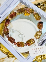 天然雙色碧璽招財貔貅18.59g水晶手鍊旺夫石多功能磁場提升財運