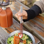 全新🔥戶外露營筷子野營便攜式折疊筷子🔥1) 雞翅木 2)紅檀木加不鏽鋼.  燒烤野餐餐具實木拆卸不鏽鋼單人筷子