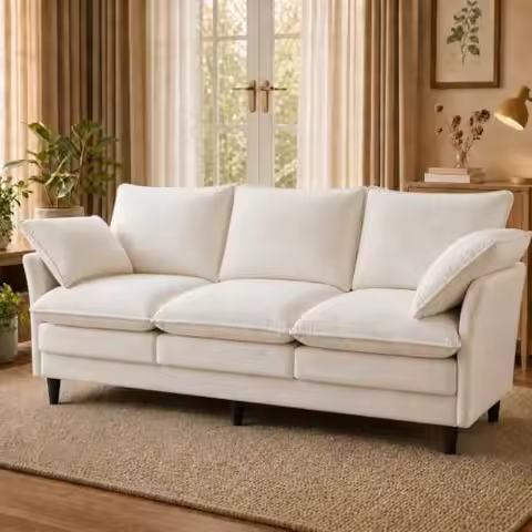 69 Inch Small Sofa, 3-Seater Loveseat Couch with Cloud 2 Layer Cushion, 22.8" Deep Seat, Oversized P