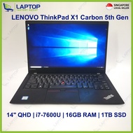 LENOVO ThinkPad X1 Carbon 5th Gen(i7-7/16GB/1TB)Premium Preowned [Refurbished]