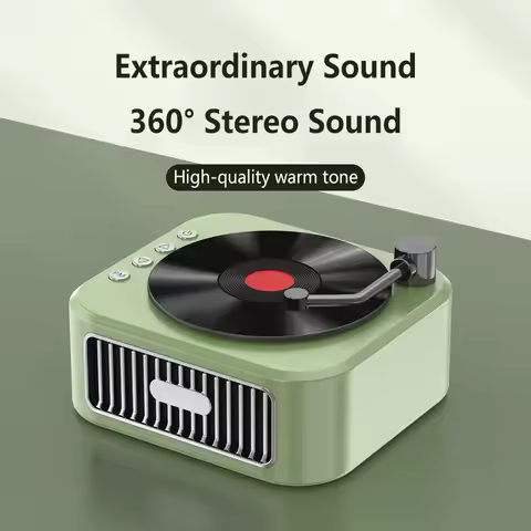 360° Surround Hifi Bluetooth Speaker Vinyl Record Bluetooth Speaker Mini Record Speaker Portable Aud