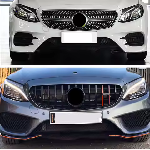 Front Chrome Black Diamonds Style Upper Grille For Mercedes Benz C W205 C300 C250 C43 AMG 2019-2021