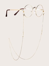 1入優雅的人造珍珠眼鏡鏈，時尚的防滑眼鏡支架，太陽眼鏡支架，眼鏡帶，可用作口罩繩