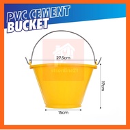 POWER PVC Cement Pail (Yellow) Construction Steel Handle Cement Pail Bucket Tong Baldi Simen Kuning 