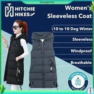 Hitchie Women's Sleeveless Padded Winter Jacket - Fleece Lined, Windproof Parka
