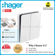 Hager Large wall switch 2 Gang 1Way / 2Way White [Singapore Local Authorized Seller]