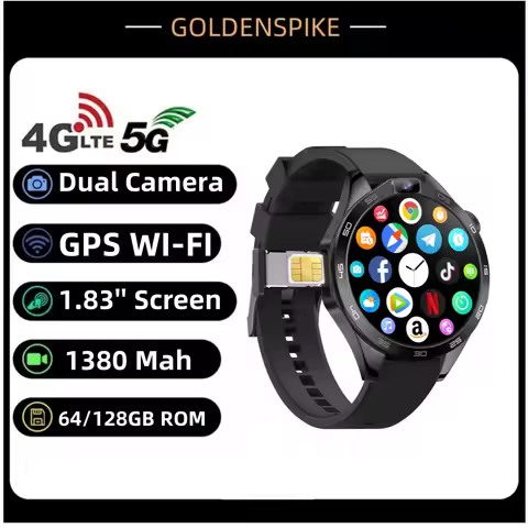 NEW Arrival 1.85 inch 4G Android Smart Watch Sim Card With GPS WIFI Dual Camera RAM 8GB + ROM 128GB 