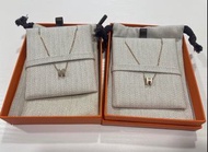 Hermes mini pop h奶茶玫瑰金/白玫瑰頸鏈