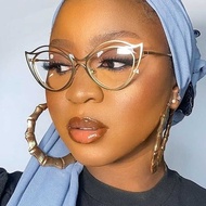 Cat Eye Hollow Flat Glasses Anti Blue Light 2025 Unique ins Glasses Frame European American Exaggera