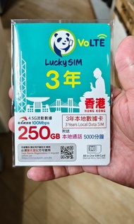 全新Lucky Sim 4.5G本地數據卡（3年250GB+5000分鐘通話）