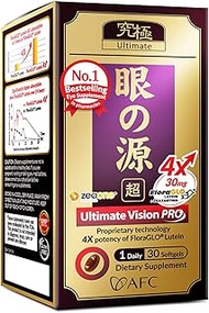 AFC Japan Ultimate Vision PRO - Eye Formula with FloraGLO Lutein 4X, Zeaxanthin, Bilberry Extract &amp; Astaxanthin for Age-Related Eye Problem, Blurry &amp; Poor Vision, Dry Eye, Macular Health, 30 Count