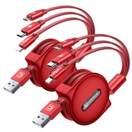 Multi Charging Cable【Handy Charging】 3in1 Retractable USB Charging Cable with Type C/Micro USB/IP, M