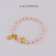 CACO Rose Quartz Gemstone Crystal Bracelet with 18K Gold Plated Fortune and Horse Pendant "Ames" (1 