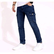 mans. Jeans Cargo 6 pocket Slim Fit dengan100% Stretchable untuk Keseharian Anda