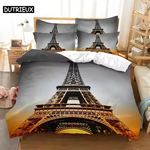 Iron tower Bedding Set Duvet Cover Set 3d Bedding Digital Printing Bed Linen Queen Size Bedding Set 