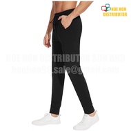 Men Basic Cooling Running Gym Sport Pure Black Long Pants Tracksuit Seluar Panjang Lelaki M L XL 2XL 3XL 4XL 5XL 8981