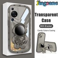 Astronaut Stand Casing For Huawei P60/Huawei P60 Pro Phone Case Soft Silicone Holder Clear TPU All-i