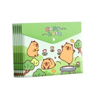 5pcs A4 File Folders Durable Plastic In Cartoon Style Large -capacity Zip Storage Office School Use 
