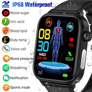 ET570 Blood Glucose Blood Lipid Uric Acid Smart Watch 1.96inch ECG+PPG AI Analysis Report Bluetooth 