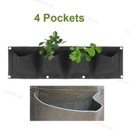 Black Wall Hanging Planting Bags 4 Pockets Gardening Flowers Plant Grow Pot Planter Vegetables Bags Home Tools  SGH2