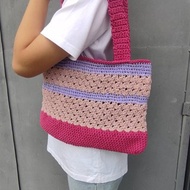 針鉤編織袋/手提袋/編織袋/手工鉤針~側背提袋