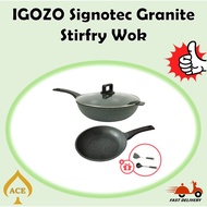 (With Free Gift) iGOZO Signotec Granite 32cm Stirfry Wok 24cm Signotec Frypan