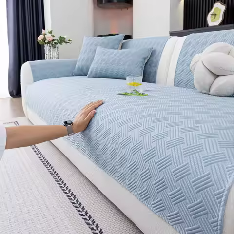 Ice Silk Sofa Cover Cool Summer Couch Covers Anti-Slip L Shape Sofa Slipcover Air Conditioning Sleep