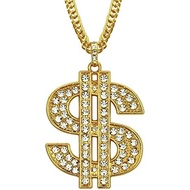 KIFEDSLJ Dollar Sign Necklace Hip Hop Money Dollar Iced Out Rhinestone Gold Chain Necklace for Women