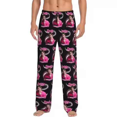 Custom Pedro Pascal Sacred Heart Pajama Pants Men Sleepwear Sleep Lounge Bottoms with Pockets