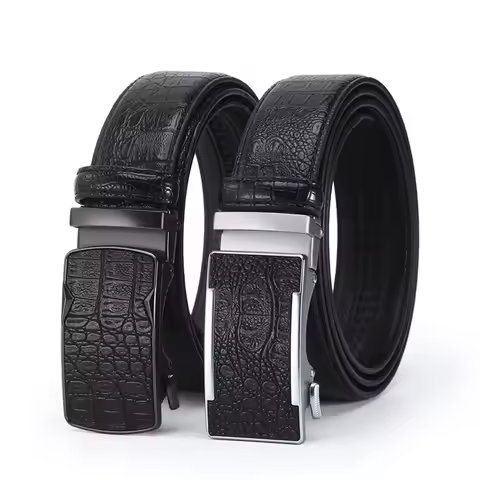 crocodile leather belt New cowhide leather belt men's casual business belt with automatic buckle bel