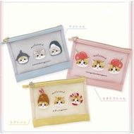 Japanese Mofusand Cat Cartoon Embroidered Transparent Mesh Storage Bag Information Bag Student Stati