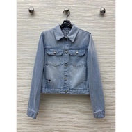 Original Label New Summer Inner Jacquard Old Flower Denim Series Turn-down Collar Jacket Coat+Puff S