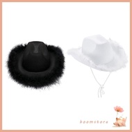 Boom Unisex Retro Cowboy Hat Western Large Feather Brim Hats Fedora Cowboy Jazz Hat