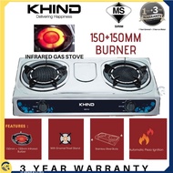 [3 YEARS WARRANTY] KHIND IGS1516 INFRARED DOUBLE BURNER / DAPUR GAS STOVE COOKER ****BUBBLE WRAP***