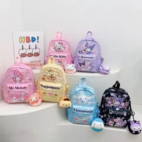 Sanrio Hello Kitty Kuromi Backpack for Girls Cute Lightweight School Bag Cartoon Cosplay Accessories