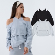[ERSS] Small Strapless Cross Fake Two-Piece Long-Sleeved Top Light Blue [K60362]