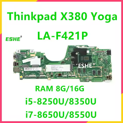 LA-F421P For Lenovo Thinkpad Yoga X380 Laptop Motherboard With i5 i7 8th Gen CPU 8GB 16GB RAM 5B20X0