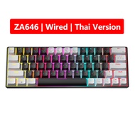[พร้อมส่ง] Zifriend ZA646 คีย์บอร์ดเล่นเกม แบบใช้สาย 64 คีย์ มีไฟแบ็คไลท์ RGB 3 Pin สีฟ้า สีแดง