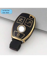 1入組適用於benz Glc260 Glc300l Gla200 E-class C-class Tpu柔軟橡膠tpu全包保護殼汽車鑰匙保護套時尚禮物鑰匙鏈袋