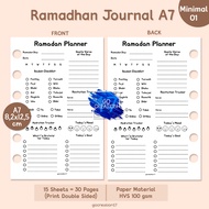 Planner Book Refill Paper Binder Ramadhan Journal Ramadan Planner Simple Minimalist A7 A7 Paper