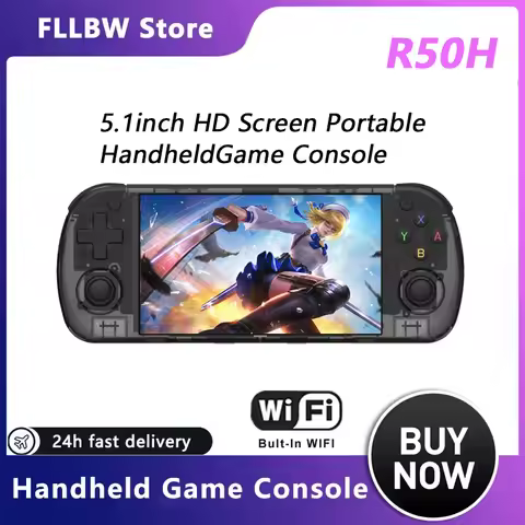 FLLBW R50H Retro Handheld Game Console 5.1 Inch HD Screen RK3326 Chip 64GB/128GB Optional Up to 2600