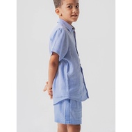 BLOOD + BONE KIDS - Little Boy Short Blue - Boy Cotton Waffle Casual Short