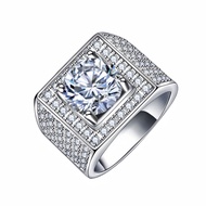 Plated 18K Platinum Full Diamond Jewelry Wide Version Zircon Ring 5 Carat Imitation Moissanite Ring 