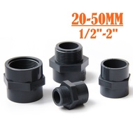 PVC 1/2" -2" Thread Connector 20/25/32/40/50 mm PVC Water Pipe Adapter Garden Irrigation Tube Fittings