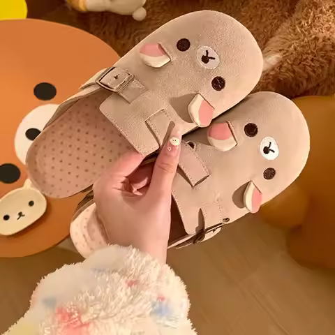 New Thick Bottom Rilakkuma Women's Shoes Cartoon Height Increase Anime Periphery Retro Cute Rilakkum