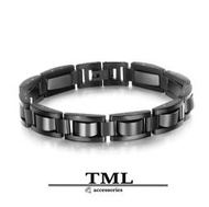 TML 鈦鋼黑磁石男士手鍊 手鐲 手環 健康手鍊 磁石手鍊 (GS751)