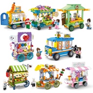 FUN Plastic Blocks Pedestrian Street Store Assemble Flower Car Sembo Building Toy Shop Birthday for Children Educational Kids