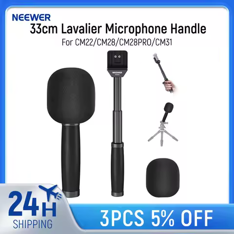 Neewer 33cm Telescopic Lavalier Microphone Handheld Mic Handle For Rode Wireless Go II DJI Mic CM22/